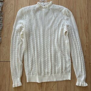 Maje Cream Cowl Neck Sweater with Knitted Texture